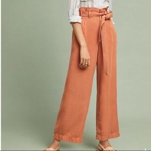 Anthropologie Paper Bag Orange Pants
